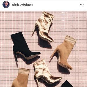 Chrissy Teigen by RAYE Delta Bootie in cinnamon